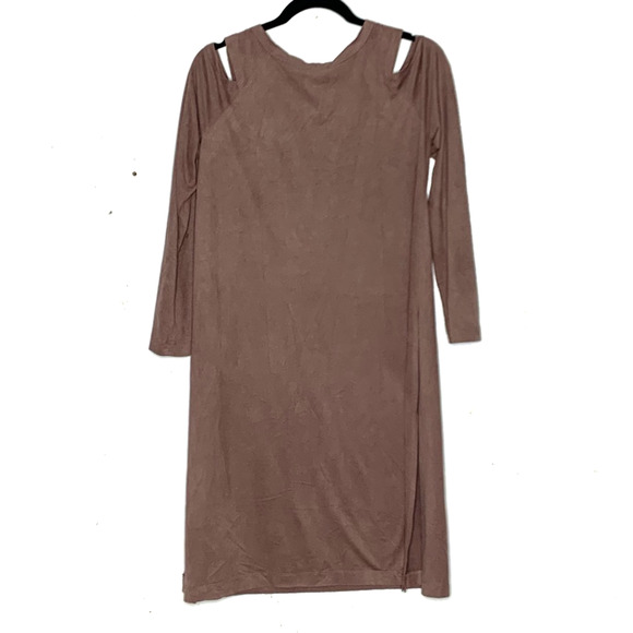 On The Road Dress Womens XSmall Brown Slit Jewel Neck Bohemian Cold Shoulder - Picture 2 of 8